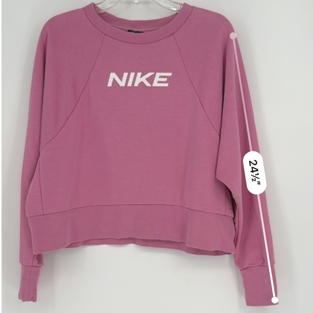 Nike Dri-FIT Cropped Sweatshirt Pink Long Sleeve Athletic Gym L Athleisure 93-08 - Picture 8 of 10